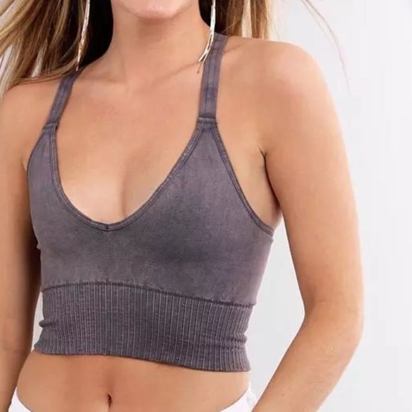 Free People Tops - NWOT -Free people movement Good karma crop top graphite